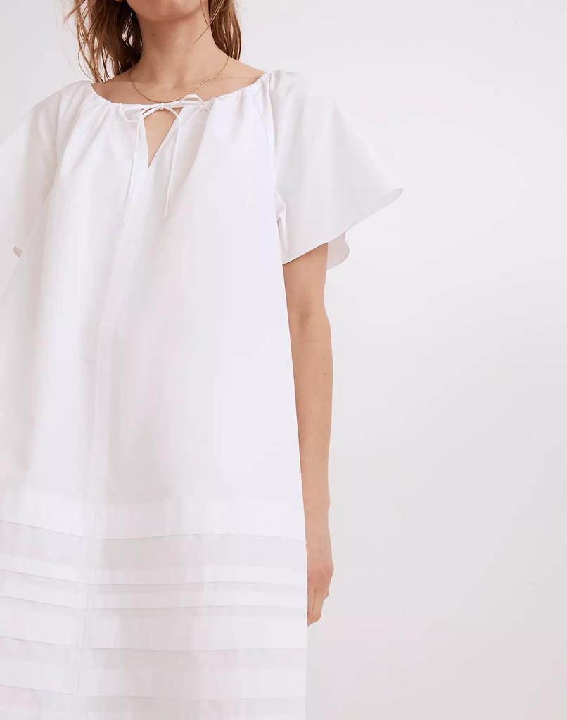 商品Madewell|Poplin Flutter-Sleeve Pintuck Mini Dress,价格¥187-¥224,第6张图片详细描述