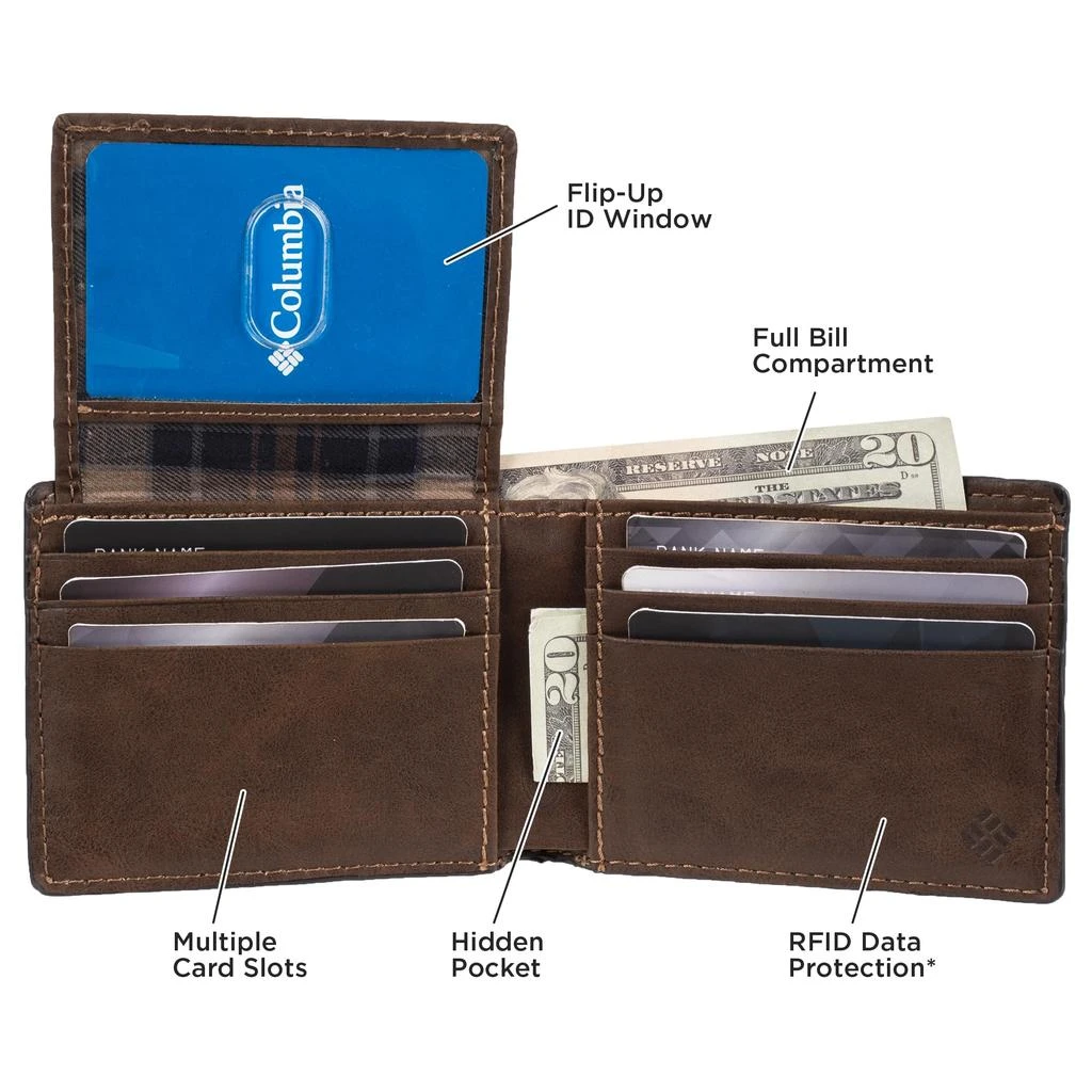 Columbia Men's Everyday Bifold Wallet-Multiple Card Slots, Id Window 商品