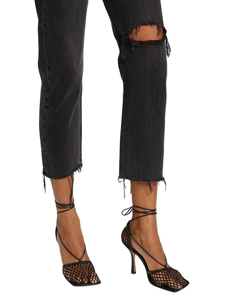 Wedgie High-Rise Frayed Ripped Knee Crop Straight-Leg Jeans 商品