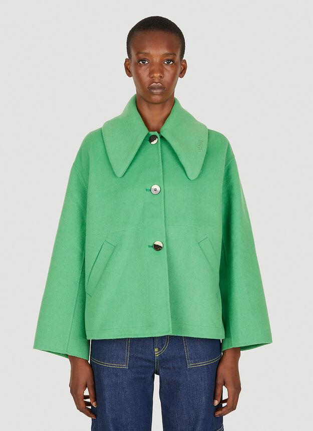 Oversized Collar Jacket in Green商品第1张图片规格展示