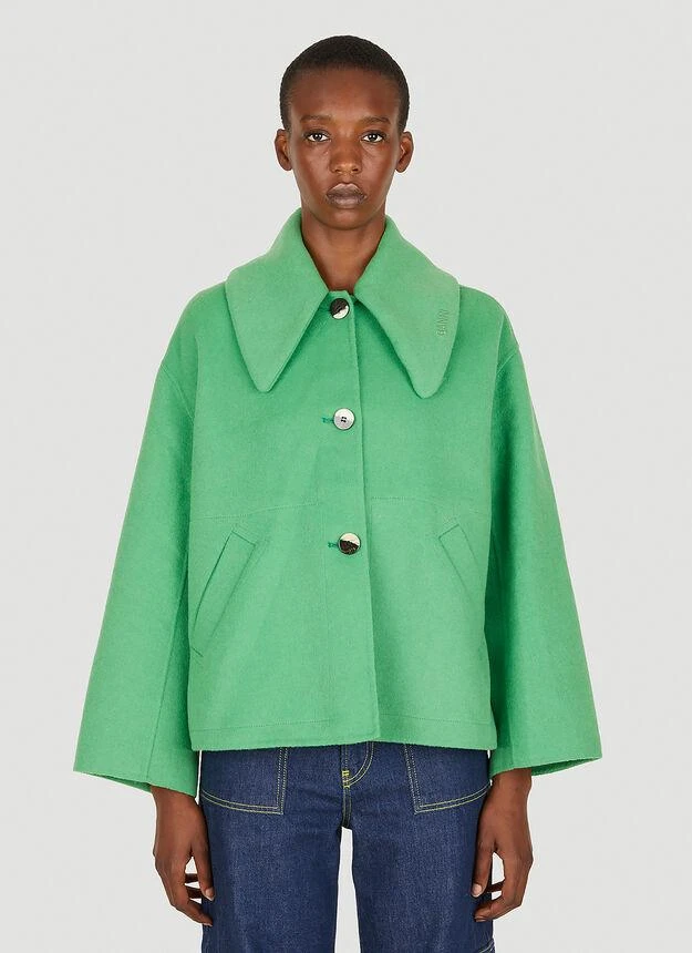 商品Ganni|Oversized Collar Jacket in Green,价格¥4137,第1张图片