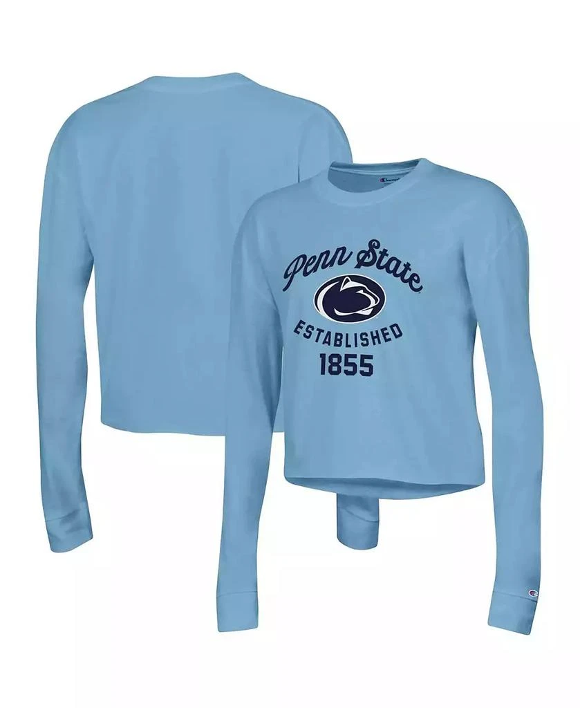 商品CHAMPION|Women's Blue Penn State Nittany Lions Boyfriend Cropped Long Sleeve T-shirt,价格¥201,第1张图片