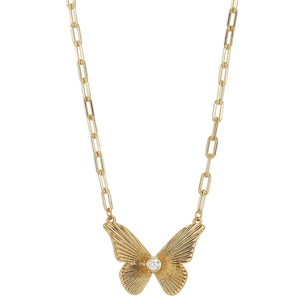 商品Unwritten|Crystal Butterfly Pendant Necklace in Gold-Flash, 16" + 2" extender,价格¥169,第1张图片