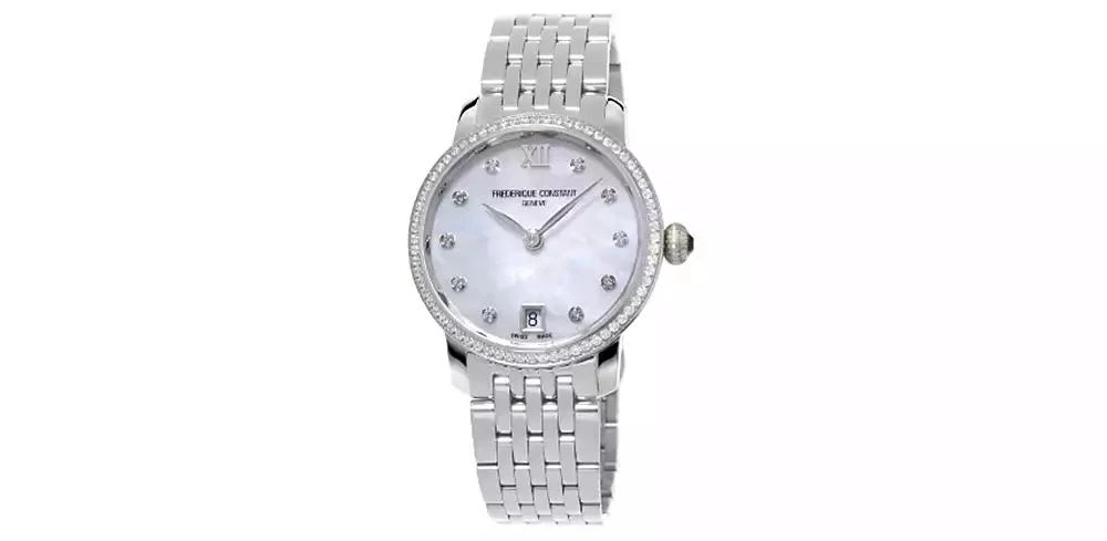 商品Frederique Constant|Women's Swiss Slimline Diamond (5/8 ct. t.w.) Stainless Steel Bracelet Watch 30mm,价格¥22412,第1张图片