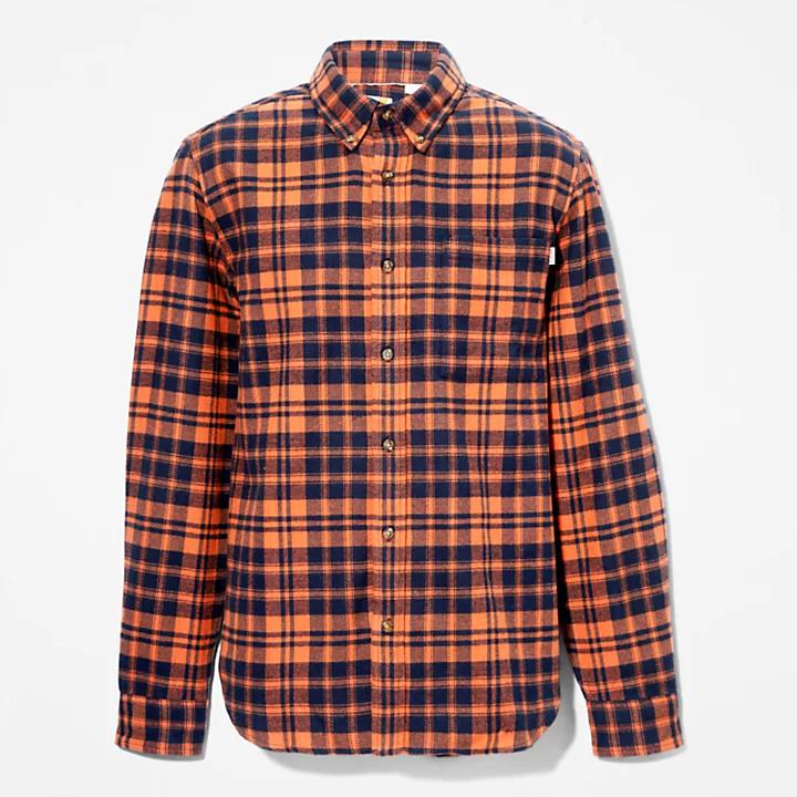 Flannel Checked Shirt for Men in Orange商品第6张图片规格展示