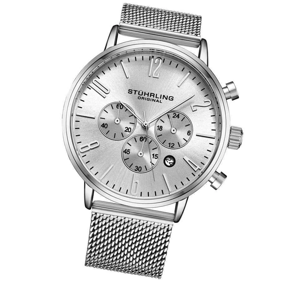 商品Stuhrling Original|Monaco Chronograph Quartz Silver Dial Men's Watch M16248,价格¥632,第2张图片详细描述