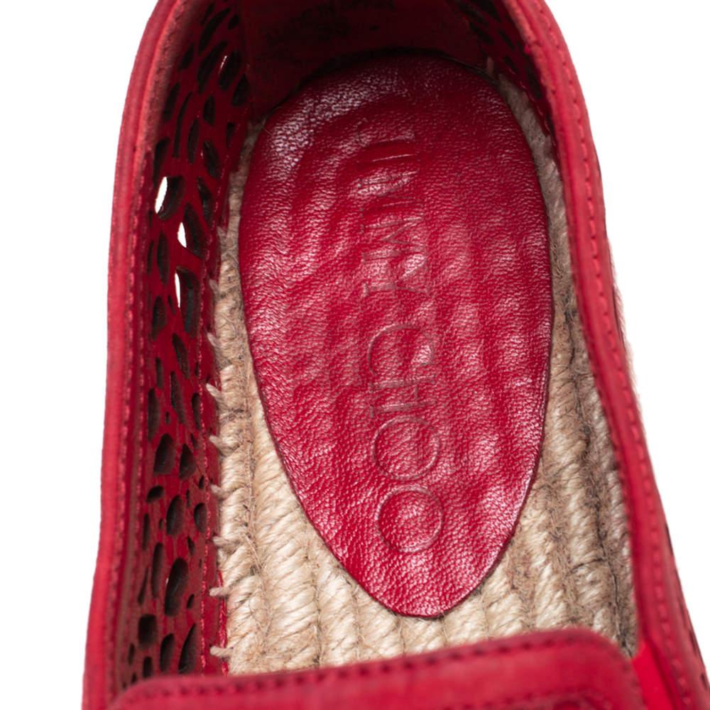 Jimmy Choo Red Laser Cut Nubuck Espadrilles Sneakers Size 38商品第7张图片规格展示