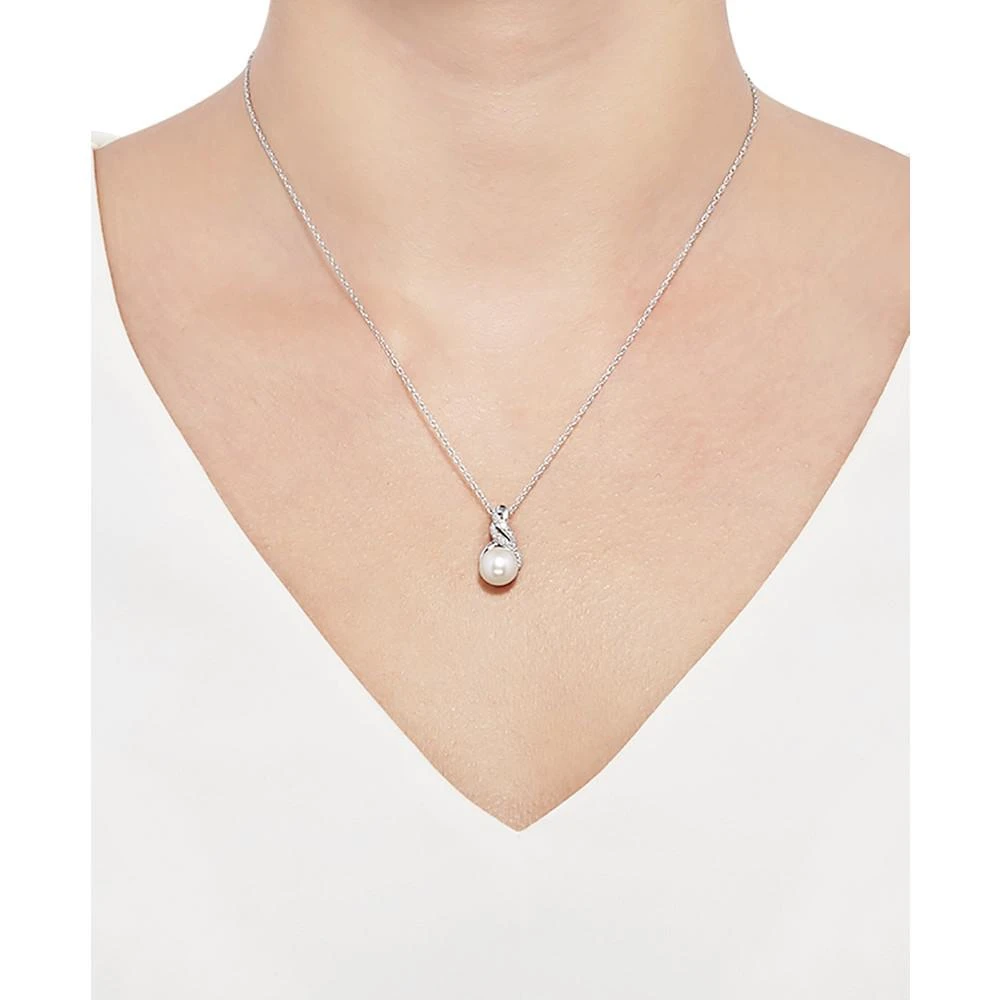 商品Macy's|Cultured Freshwater Pearl (8 & 9mm) and Diamond Accent Pendant Necklace and Earrings Set in Sterling Silver or 14k Gold Over Silver,价格¥928,第3张图片详细描述