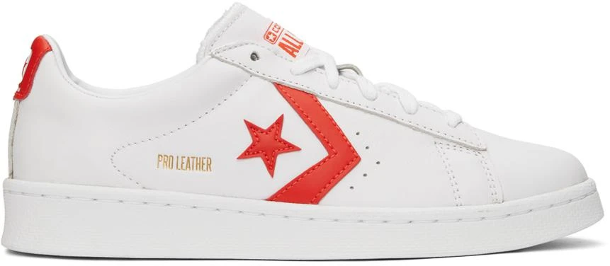 商品Converse|White & Orange Leather Pro OX Sneakers,价格¥279,第1张图片