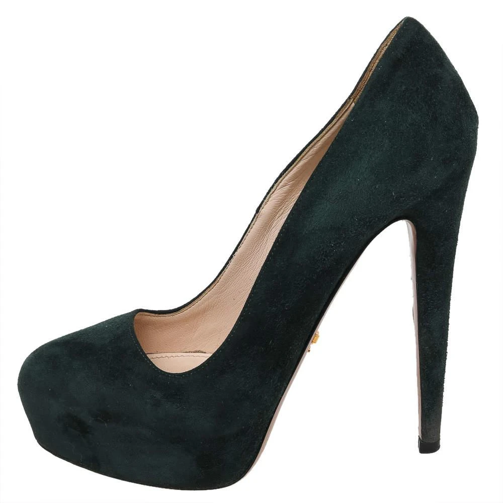 商品[二手商品] Prada|Prada Green Suede Platform Pumps Size 36,价格¥852,第2张图片详细描述