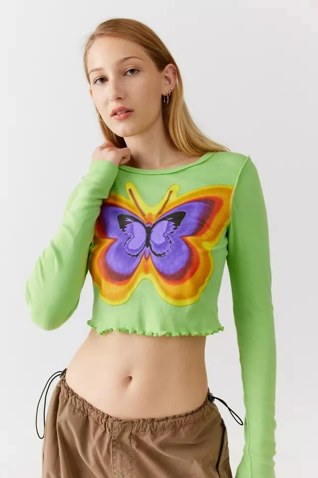 商品Urban Outfitters|UO Fawn Butterfly Fitted Long Sleeve Tee,价格¥113,第1张图片