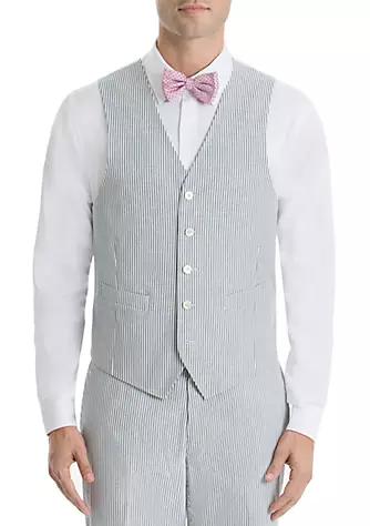 Blue Stripe Cotton Suit Separate Vest商品第1张图片规格展示