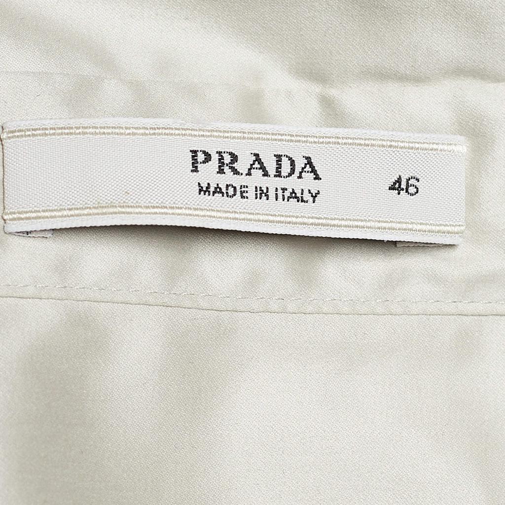 Prada Beige Cotton Gathered Hem Mini Shirt Dress L商品第5张图片规格展示