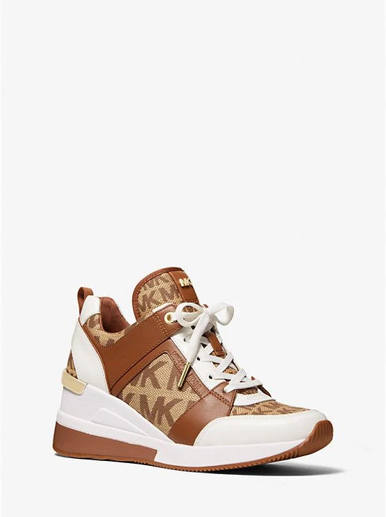 商品Michael Kors|Georgie Leather and Logo Jacquard Trainer,价格¥741,第1张图片