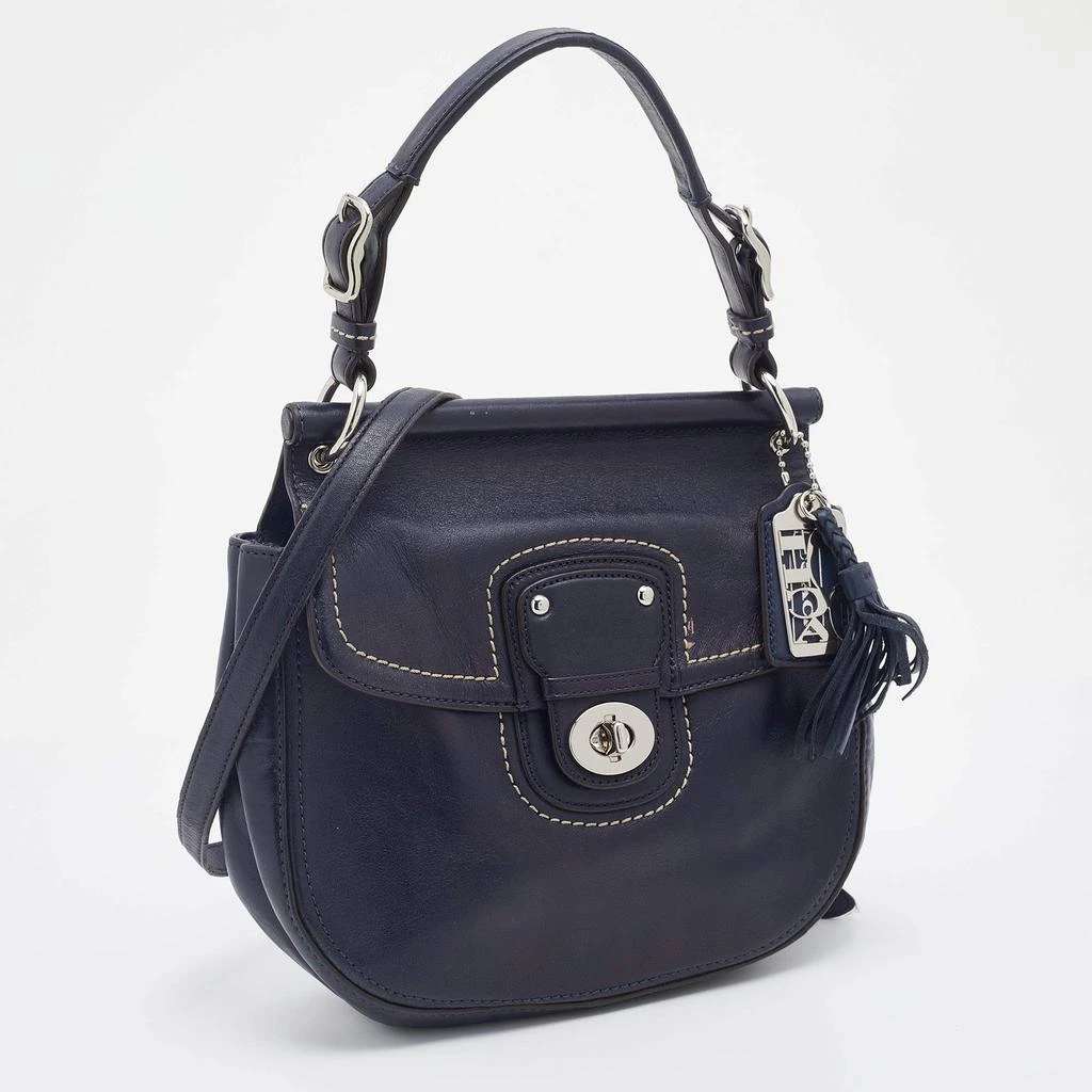 商品[二手商品] Coach|Coach Navy Blue Leather Willis Saddle Crossbody Bag,价格¥841,第3张图片详细描述