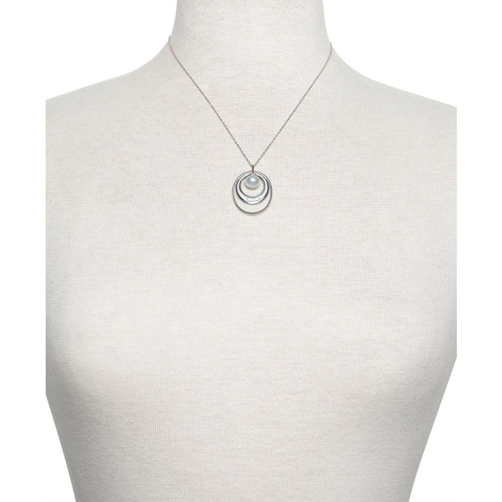 商品Belle de Mer|Cultured Freshwater Pearl (9mm) & Diamond Accent 18" Pendant Necklace in 14k Gold & Sterling Silver,价格¥770,第2张图片详细描述