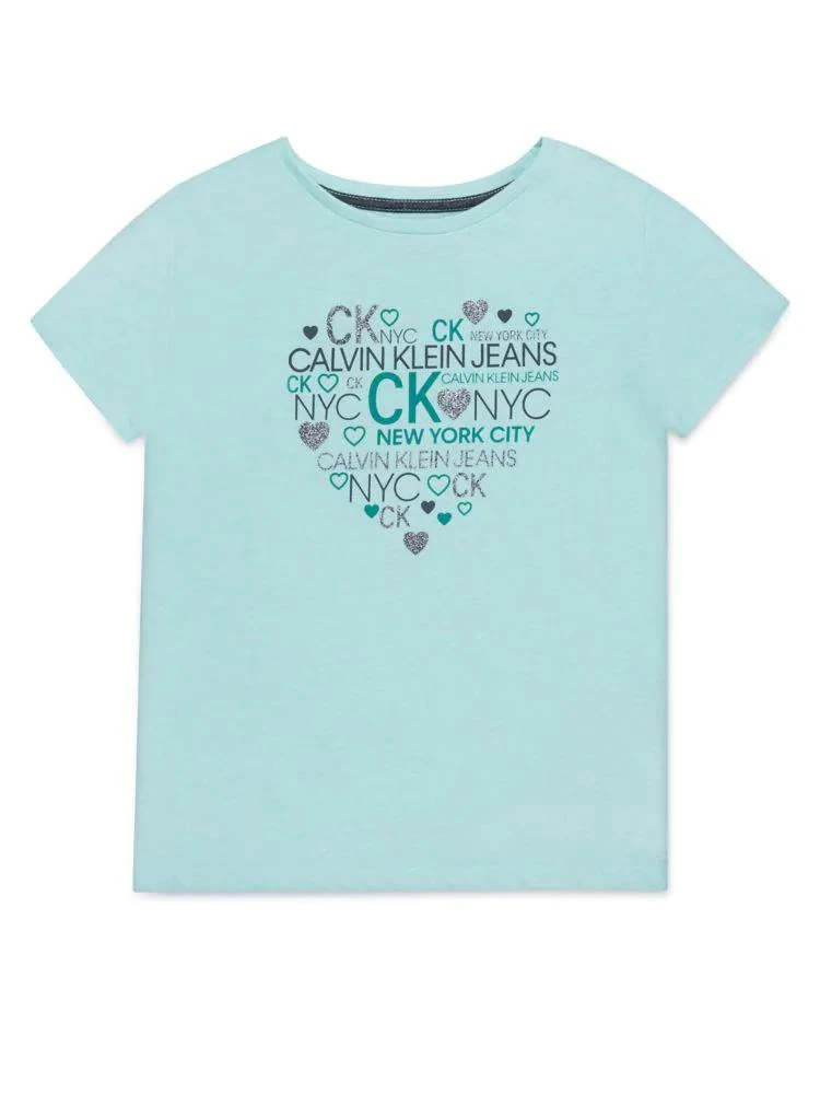 商品Calvin Klein|Girl's Logo Heart Cotton Tee,价格¥45,第2张图片详细描述