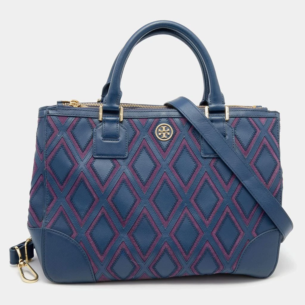 商品[二手商品] Tory Burch|Tory Burch Blue/Purple Robinson Patchwork Double Zip Tote,价格¥1131,第1张图片