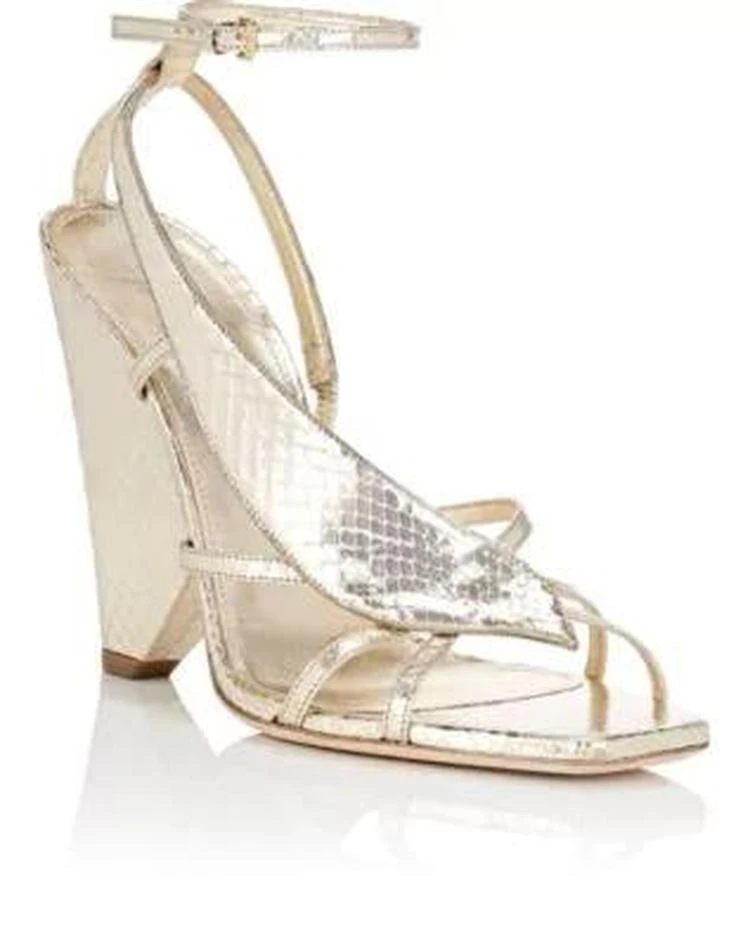 商品Yves Saint Laurent|Triangle-Heel Stamped Leather Sandals,价格¥5346,第2张图片详细描述