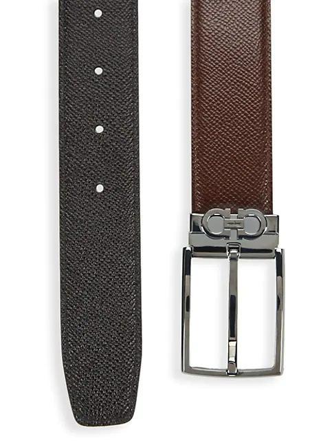 商品Salvatore Ferragamo|Reversible Leather Gunmetal Belt,价格¥3293,第4张图片详细描述