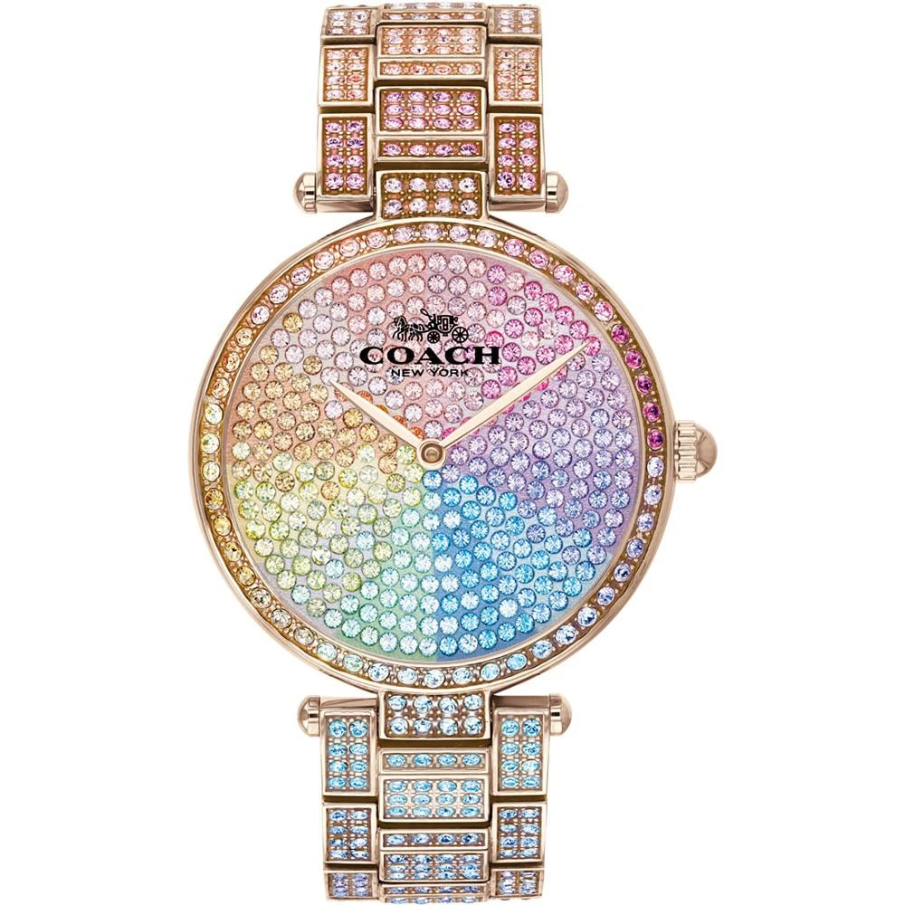 商品Coach|Women's Park Rainbow Pavé Bracelet Watch 34mm,价格¥4453,第1张图片