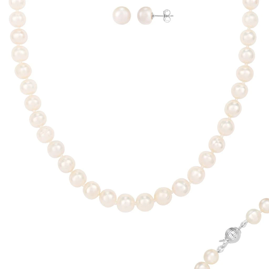 商品Splendid Pearls|Beautiful 2 Piece 7-8mm Freshwater Pearl Set, Sterling Silver,价格¥552,第1张图片