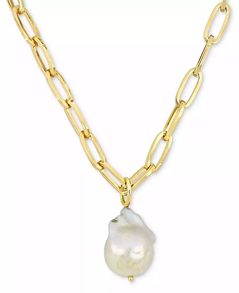 商品Macy's|Cultured Freshwater Baroque Pearl (13-14mm) Solitaire 20" Pendant Necklace in 18k Gold-Plated Sterling Silver,价格¥1186,第1张图片