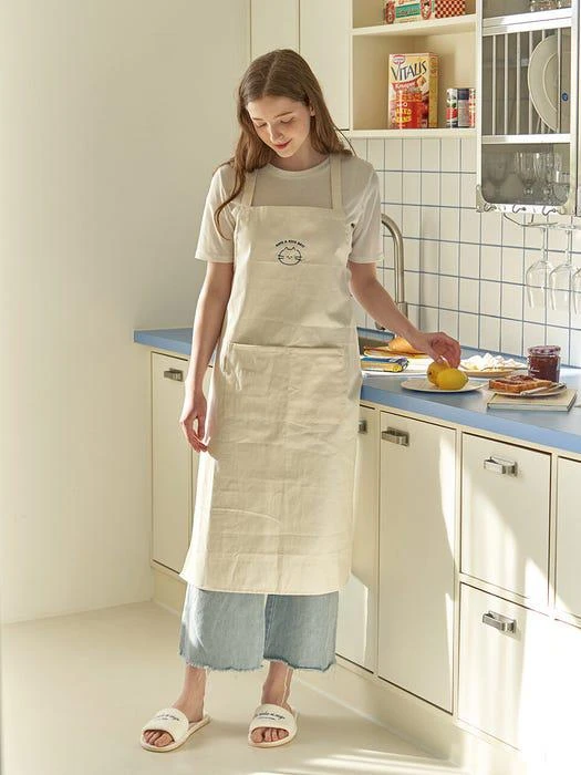 商品DECOVIEW|Creamy Blue Cat Embroidered  Apron,价格¥416,第3张图片详细描述