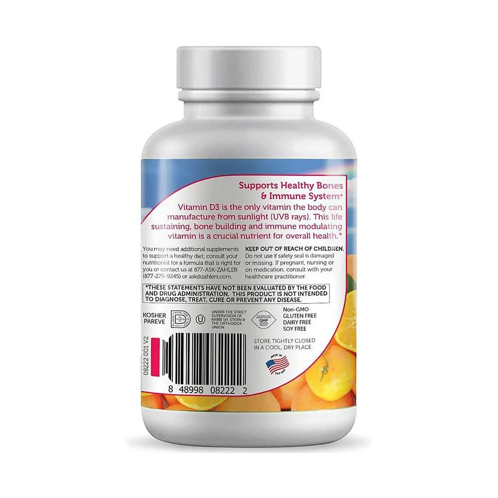 商品Zahler|Junior Vitamin D3 for Kids - 120 Chewable Tablets,价格¥98,第3张图片详细描述