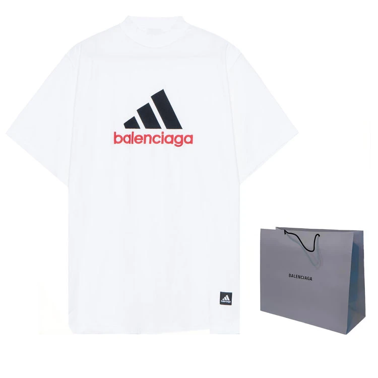 商品[国内直发] Balenciaga|巴黎世家 x adidas  x Adidas联名 Logo字母刺绣短袖T恤 宽松版型 男女同款 白色,价格¥3542,第6张图片详细描述