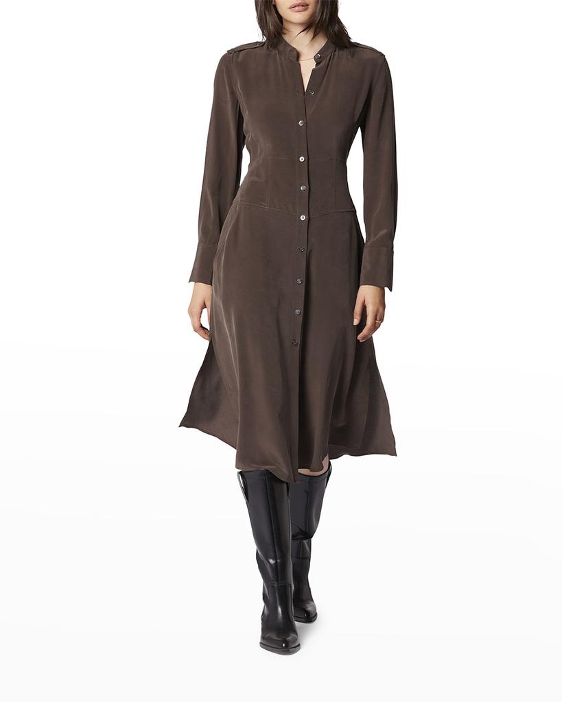 Thea Button-Front Midi Silk Dress商品第1张图片规格展示