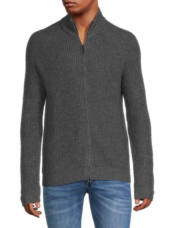 商品Saks Fifth Avenue|Merino Wool Blend Shaker Full Zip Sweater,价格¥214,第1张图片