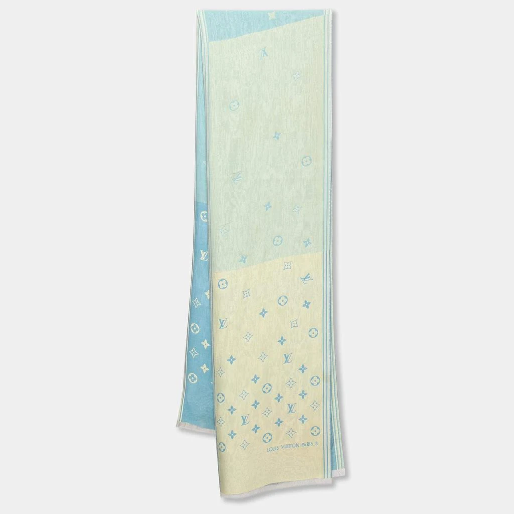 商品[二手商品] Louis Vuitton|Louis Vuitton Blue & Yellow Monogram Jacquard Silk Scarf,价格¥1370,第1张图片