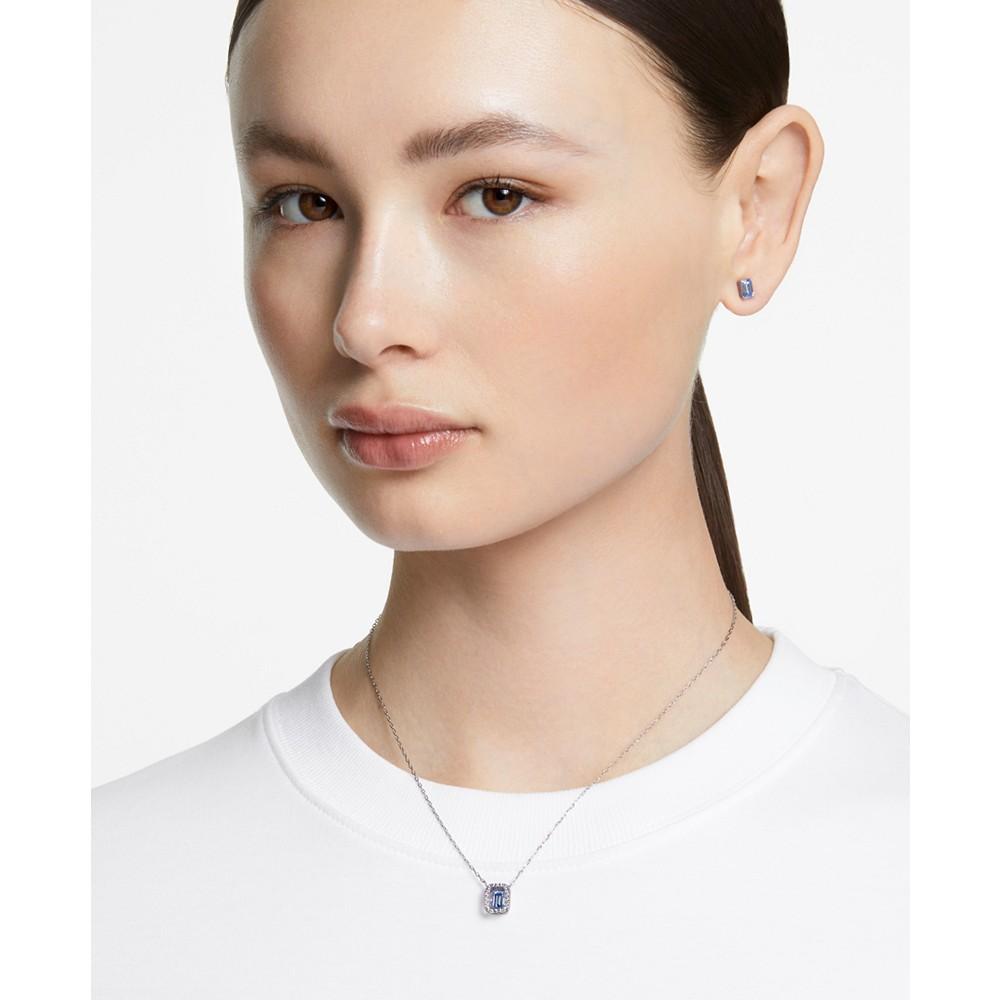 Silver-Tone Millenia Blue Crystal Stud Earrings & 14-7/8" Pendant Necklace Set商品第5张图片规格展示