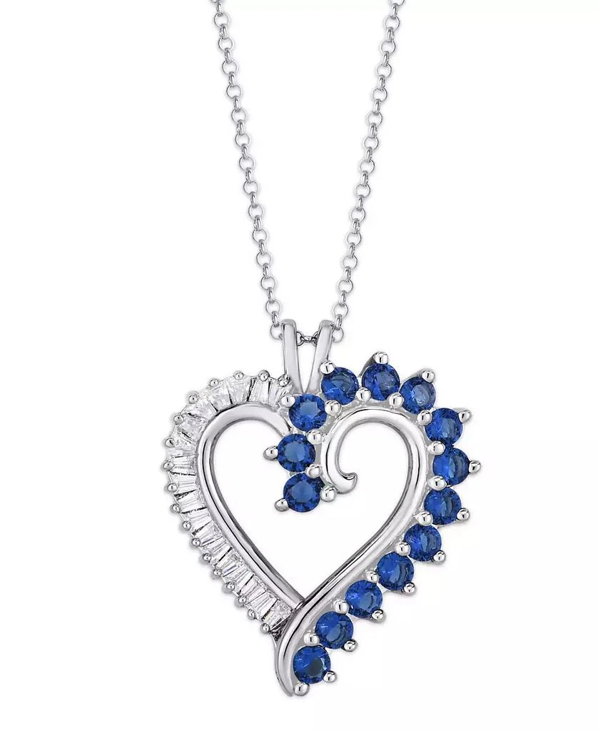 商品Macy's|Simulated Sapphire Baguette and Cubic Zirconia Heart Pendant (Also in Amethyst),价格¥113,第1张图片