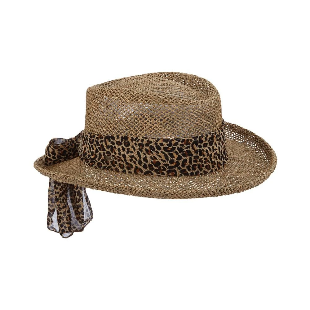 商品SCALA|Women's Animal-Print Short-Brim Seagrass Gambler Hat,价格¥673,第4张图片详细描述