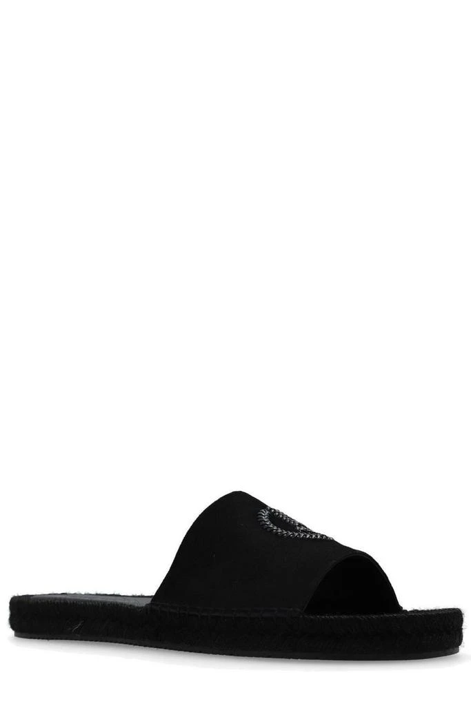 商品Giorgio Armani|Giorgio Armani Logo Embroidered Round Toe Slides,价格¥2799,第2张图片详细描述