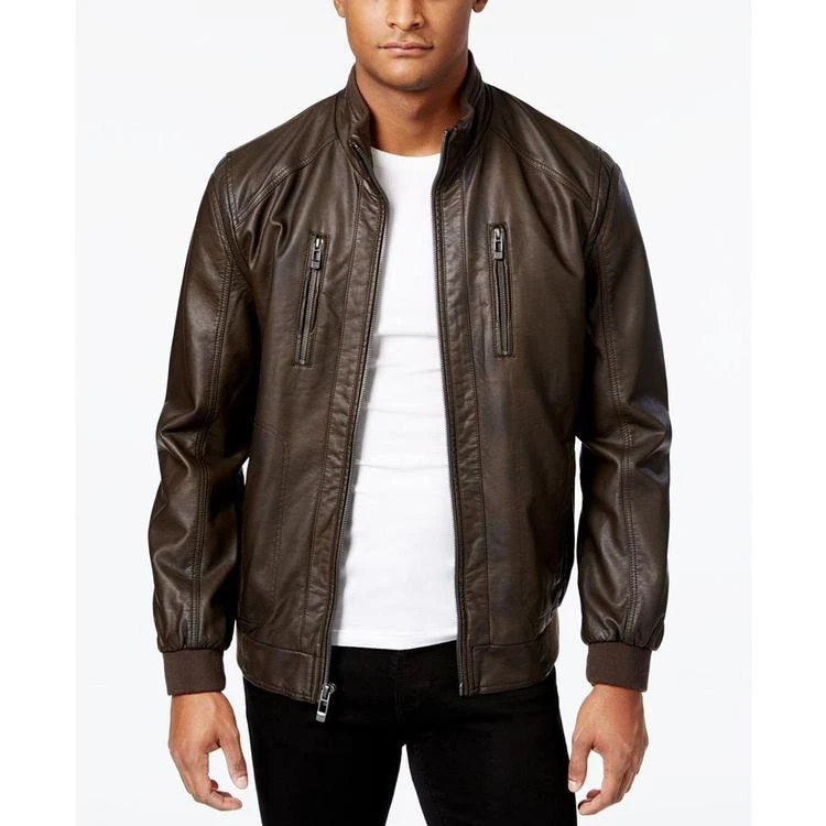 商品Calvin Klein|Men's Faux-Leather Bomber Jacket,价格¥673,第1张图片