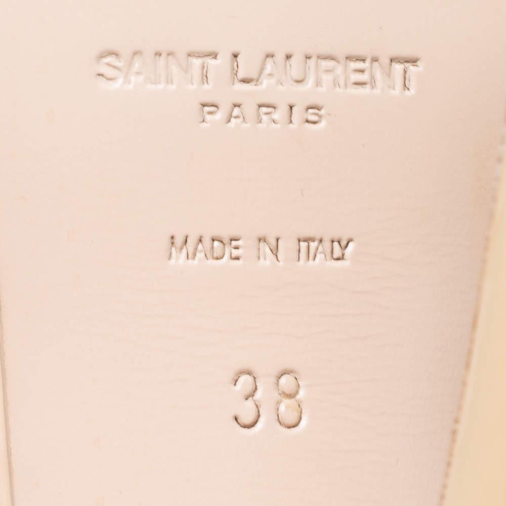 Yves Saint Laurent Beige Patent Leather Tribute Platform Sandals Size 38商品第8张图片规格展示