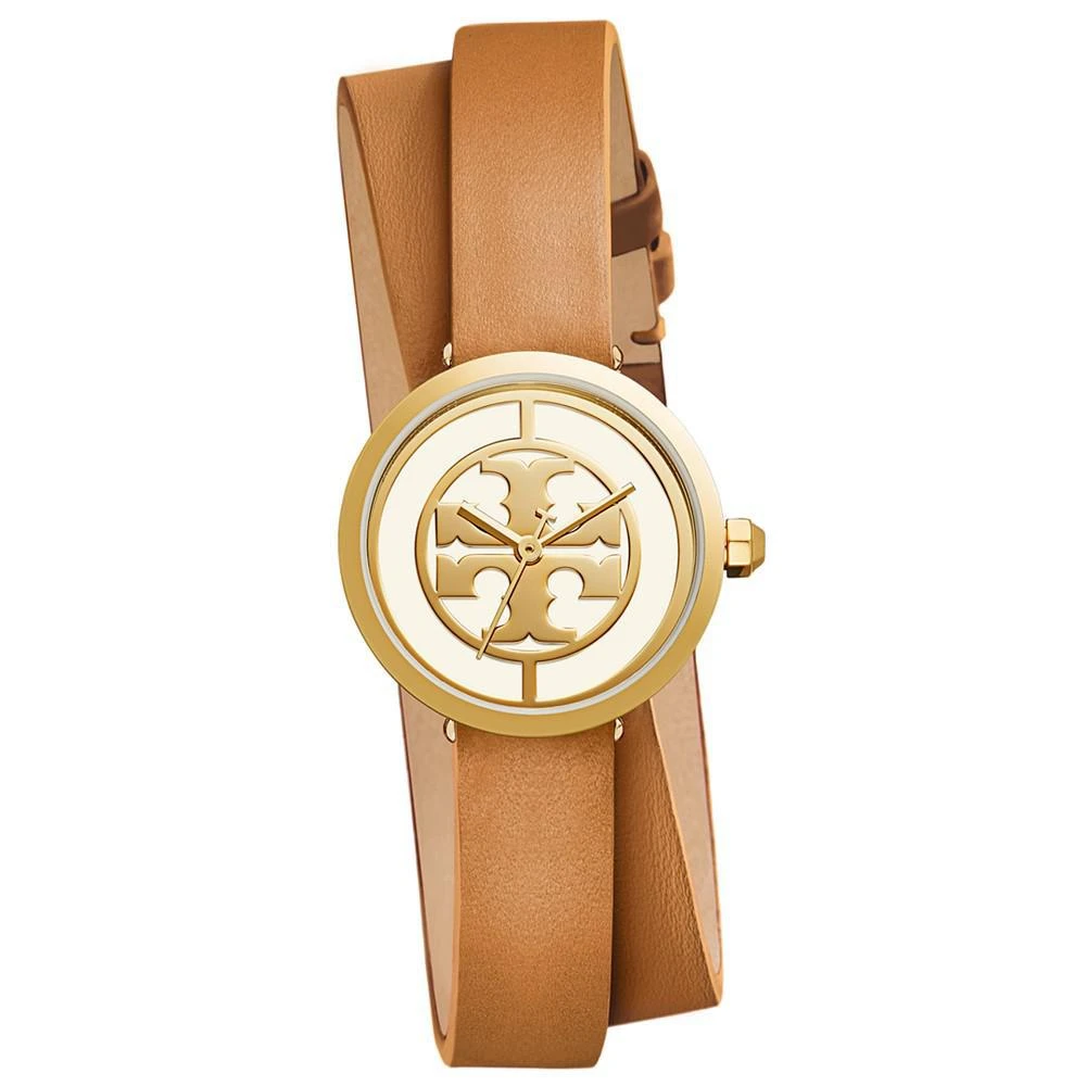 商品Tory Burch|Reva 浅棕色双层真皮缠绕腕表 28mm,价格¥1325,第1张图片