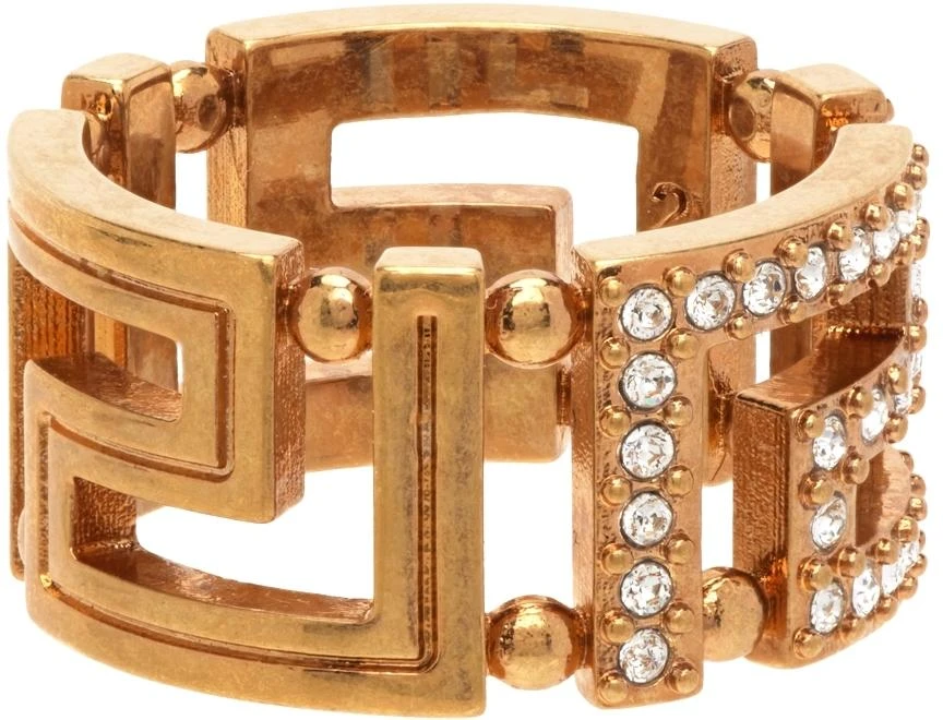 商品Versace|Gold Crystal Greca Ring,价格¥770,第3张图片详细描述