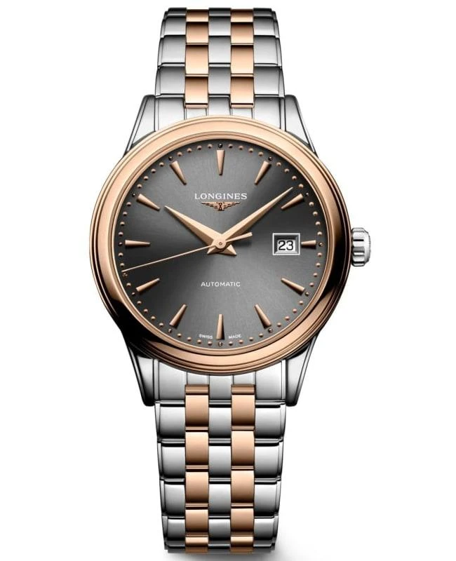 商品Longines|Longines Flagship Automatic Grey Dial Steel and Rose Gold Women's Watch L4.374.3.78.7,价格¥10874,第1张图片