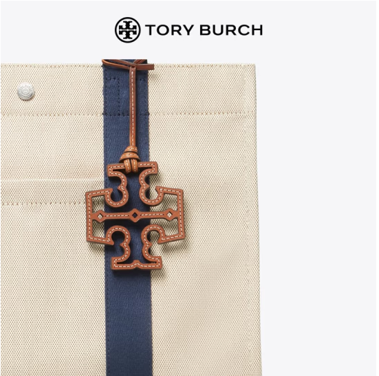 托里·伯奇TORY BURCH 奢侈品 TB 女士TORY系列中号米色拼色织物配皮手提托特包大容量通勤包 135044-254商品第3张图片规格展示