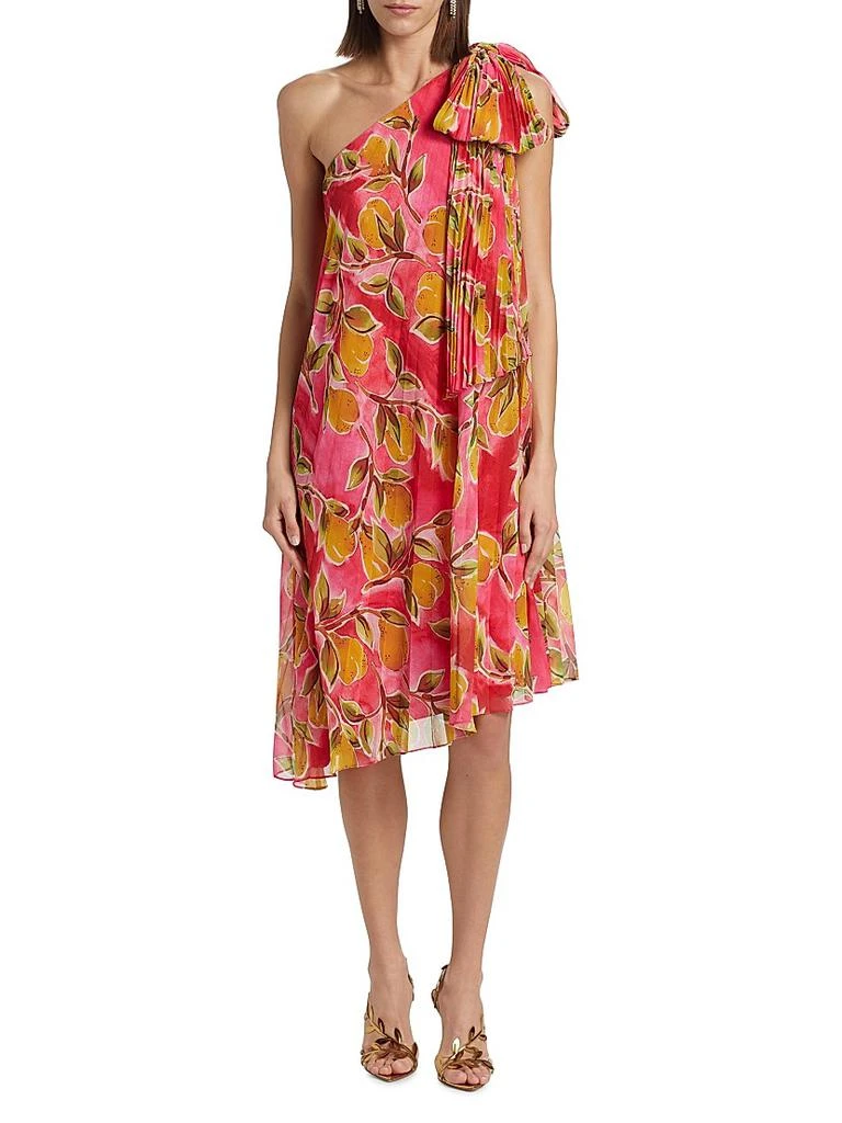 商品Badgley Mischka|One-Shoulder Printed Georgette Cocktail Dress,价格¥1557,第3张图片详细描述