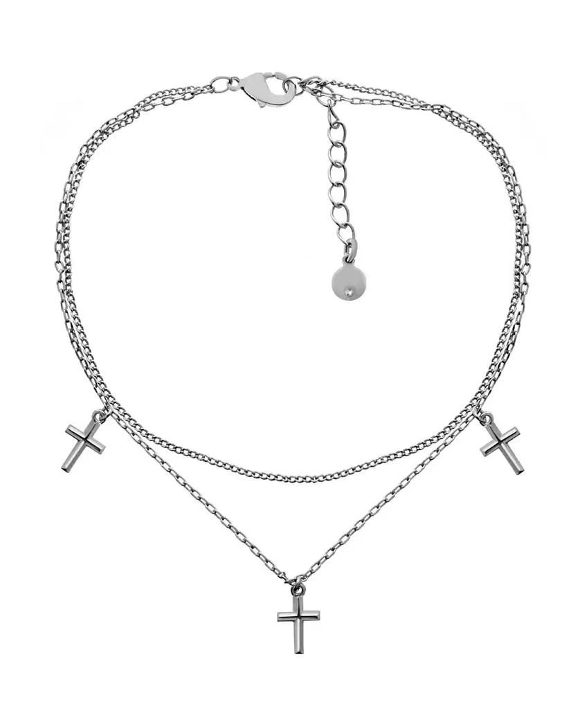 商品And Now This|Cross Charm Double Chain Anklet in Silver Plate,价格¥67,第1张图片