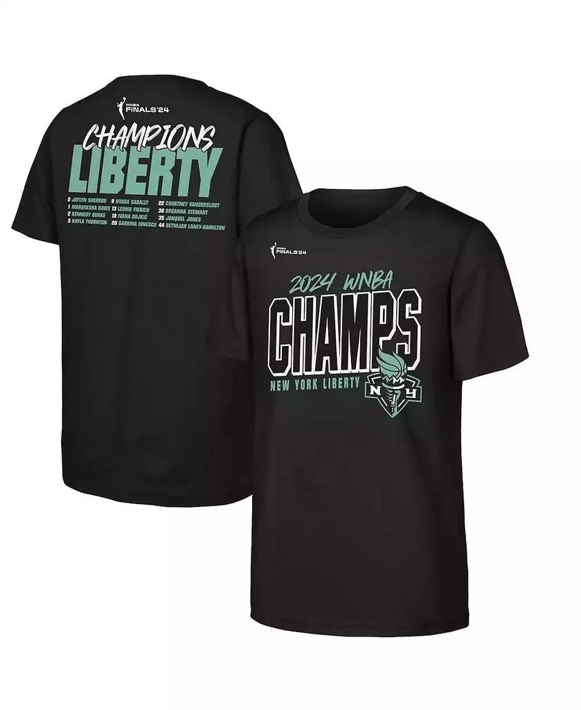 商品Outerstuff|Big Boys and Girls Black New York Liberty 2024 WNBA Finals Champions Roster T-shirt,价格¥222,第1张图片