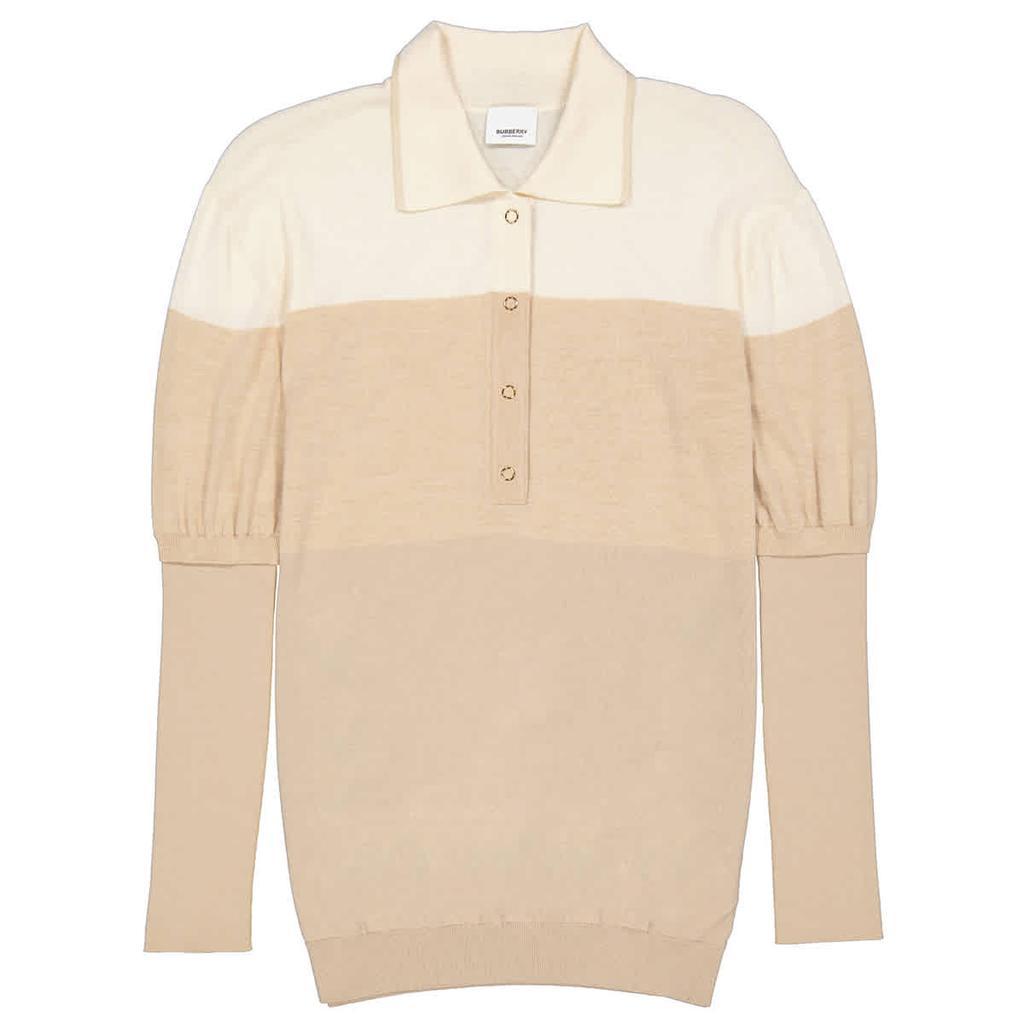 商品Burberry|Burberry Long-sleeve Two-tone Wool Polo Shirt, Size Small,价格¥1474,第1张图片