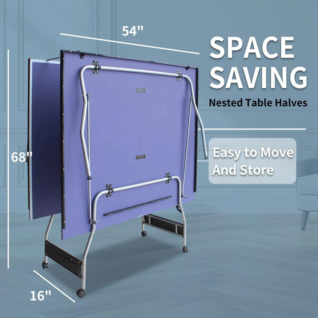 商品Streamdale Furniture|Streamdale Foldable Midsize Table Tennis Table with Paddles,价格¥3715,第5张图片详细描述