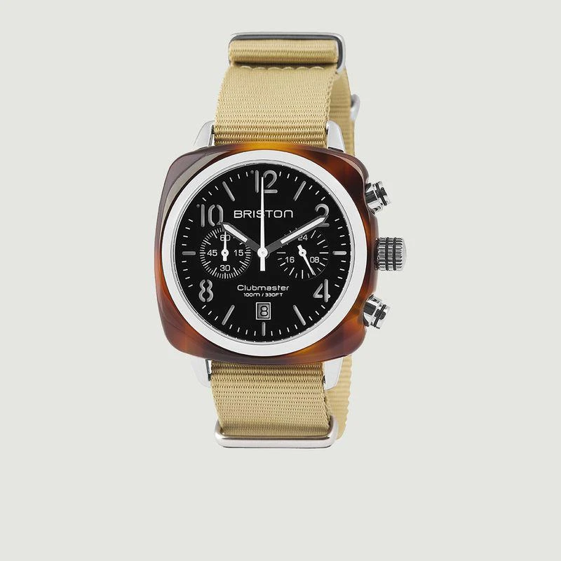 商品Briston|Clubmaster Chrono HMS Watch NATO KAKI Briston,价格¥2290,第1张图片