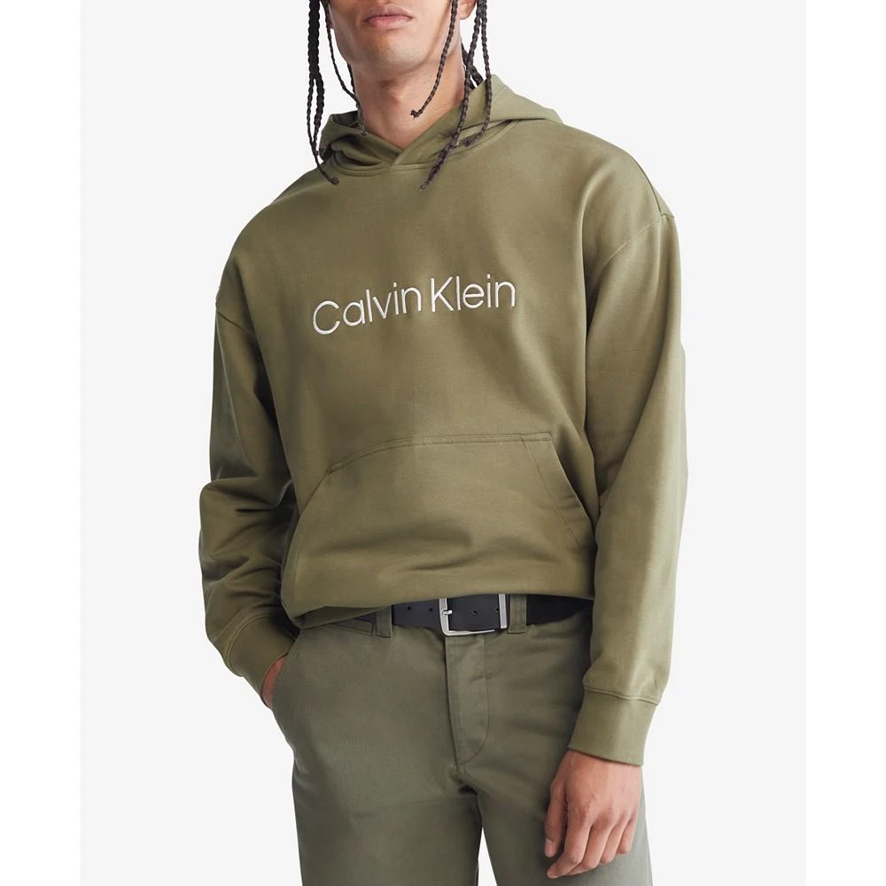 商品Calvin Klein|CK 男士宽松版型标准徽标毛圈连帽衫,价格¥239,第1张图片